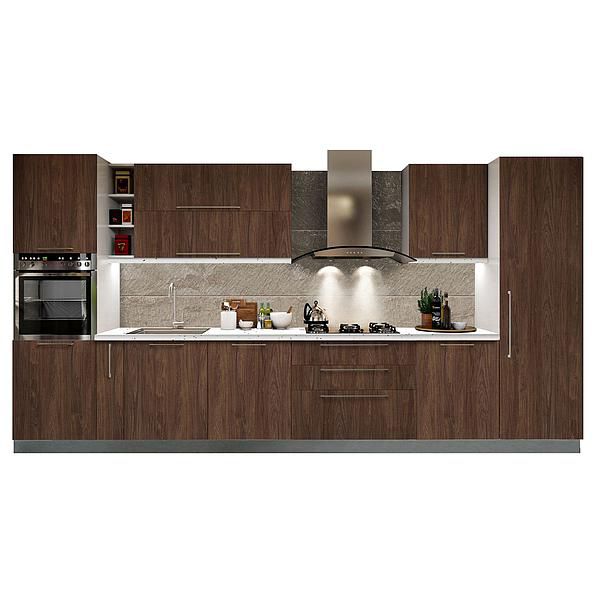 Set Bucatarie CHARM 01 410cm - Fronturi: PAL Lemn Antichizat 08 - Blat: Andromeda