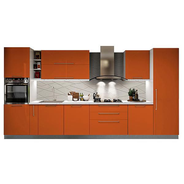 Set Bucatarie CHARM 01 410cm - Fronturi: MDF Lucios Orange - Blat: Andromeda