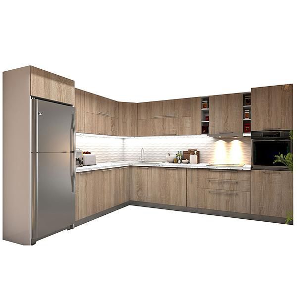 Set Bucatarie CHARM 02 colt 352x257cm - Fronturi: PAL Sonoma 1 - Blat: Andromeda