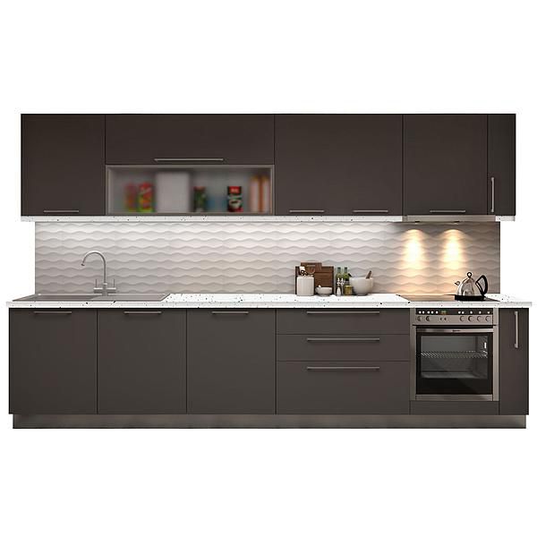 Set Bucatarie CHARM 03 350cm - Fronturi: PAL Gri cobalt - Blat: Andromeda