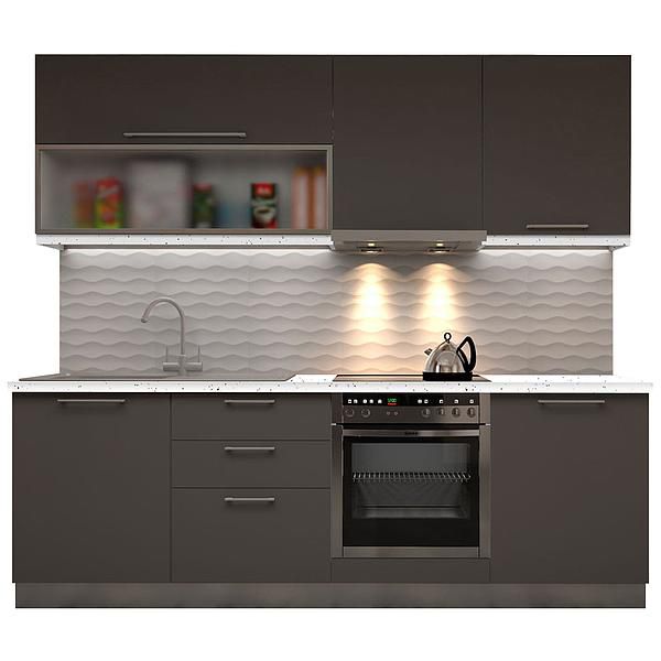 Set Bucatarie CHARM 04 240cm - Fronturi: PAL Gri cobalt - Blat: Andromeda