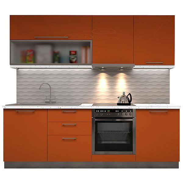 Set Bucatarie CHARM 04 240cm - Fronturi: MDF Lucios Orange - Blat: Andromeda