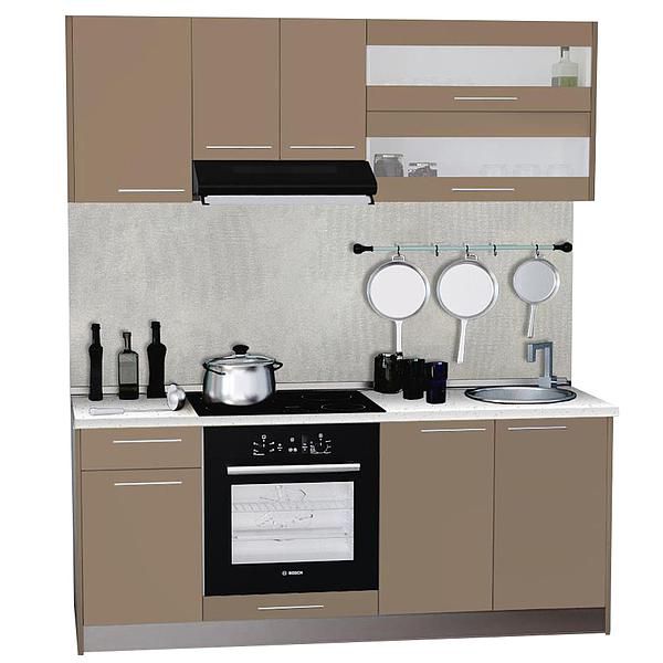 Set Bucatarie DOMINO 01 180cm - Fronturi: PAL Capucino 1 - Blat: Andromeda