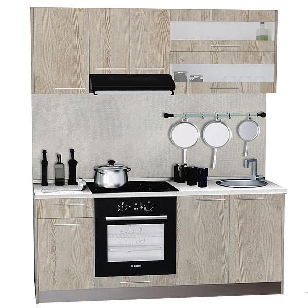 Set Bucatarie DOMINO 01 180cm - Fronturi: PAL Pin Crem 1 - Blat: Andromeda