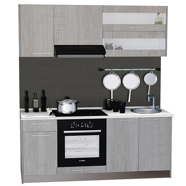 Set Bucatarie DOMINO 01 180cm - Fronturi: PAL Lemn Alb  - Blat: Andromeda