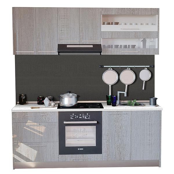 Set Bucatarie DOMINO 02 200cm - Fronturi: PAL Lemn Alb  - Blat: Andromeda