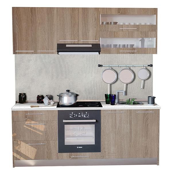 Set Bucatarie DOMINO 02 200cm - Fronturi: PAL Sonoma 1 - Blat: Andromeda