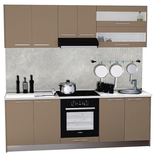 Set Bucatarie DOMINO 03 220cm - Fronturi: PAL Capucino 1 - Blat: Andromeda