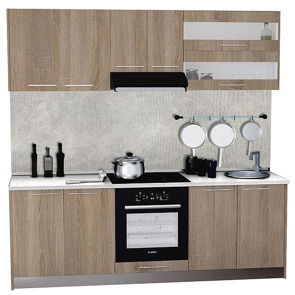 Set Bucatarie DOMINO 03 220cm - Fronturi: PAL Sonoma 1 - Blat: Andromeda