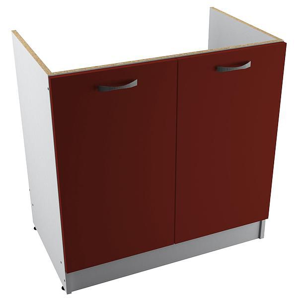 Masca chiuveta START 80x80x50 - Fronturi: PAL Rosu Ceramic - Manere: Satin