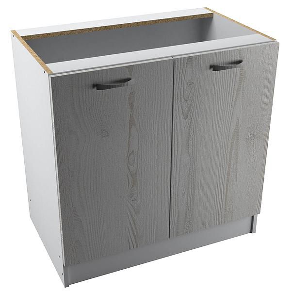 Corp baza 2 usi START 80X80X50 - Fronturi: PAL Pin Alb 04 - Manere: Satin