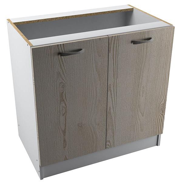 Corp baza 2 usi START 80X80X50 - Fronturi: PAL Pin Crem 04 - Manere: Satin