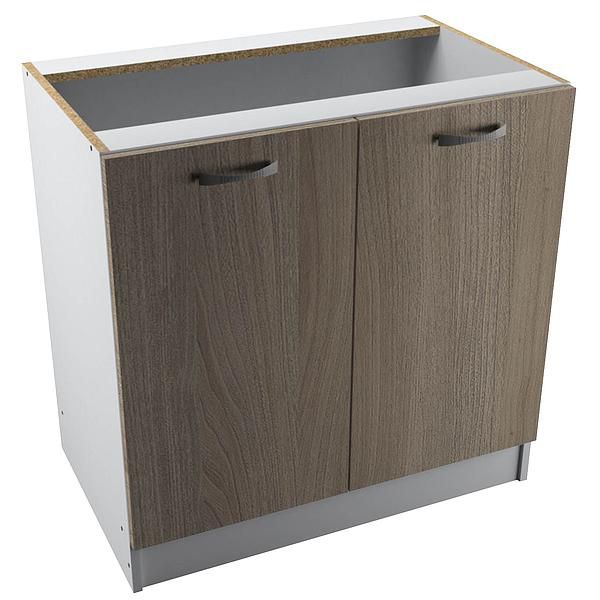 Corp baza 2 usi START 80X80X50 - Fronturi: PAL Ulm Deschis - Manere: Satin