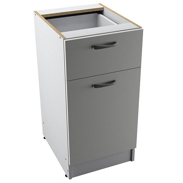 Corp baza 1 usa si 1 sertar START 40X80X50 - Fronturi: PAL Alb 04 - Manere: Satin