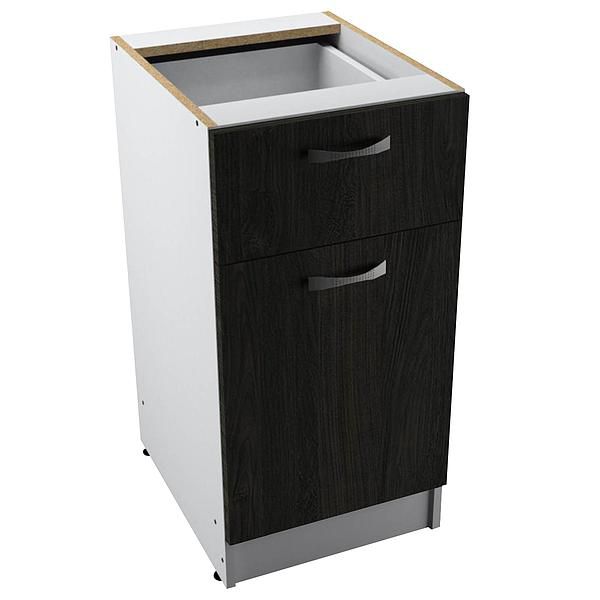 Corp baza 1 usa si 1 sertar START 40X80X50 - Fronturi: PAL Lemn Antracit 04 - Manere: Satin