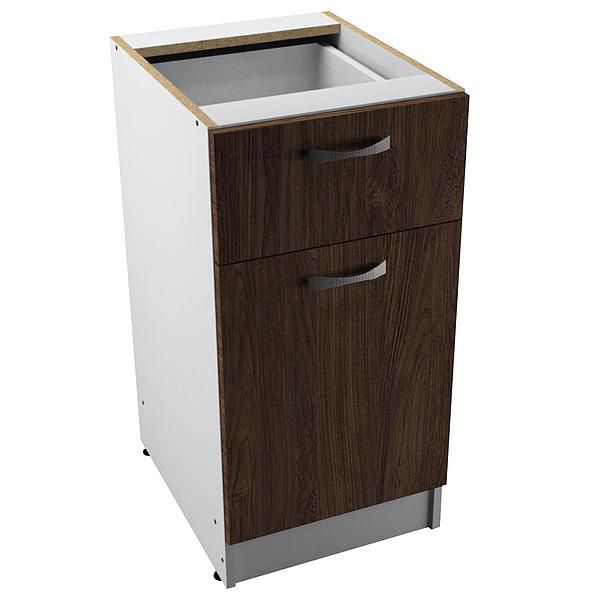 Corp baza 1 usa si 1 sertar START 40X80X50 - Fronturi: PAL Lemn Antichizat 04 - Manere: Satin