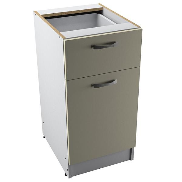 Corp baza 1 usa si 1 sertar START 40X80X50 - Fronturi: PAL Migdala 04 - Manere: Satin