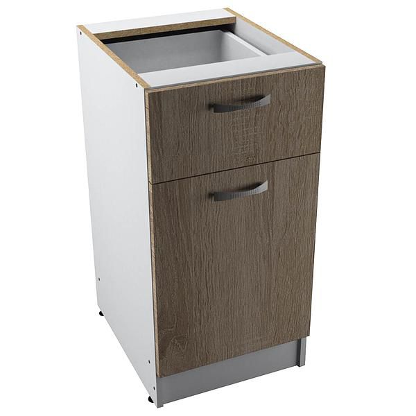 Corp baza 1 usa si 1 sertar START 40X80X50 - Fronturi: PAL Sonoma 04 - Manere: Satin