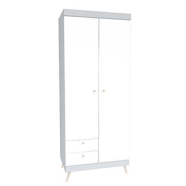 Dulap scandinav THOR 6 rafturi 90x224x57 - Carcasa: PAL Gri piatra - Fronturi: PAL Alb 1