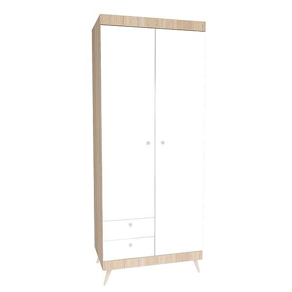 Dulap scandinav THOR 6 rafturi 90x224x57 - Carcasa: PAL Sonoma - Fronturi: PAL Alb 1