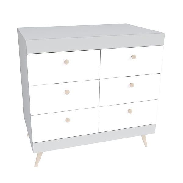 Comoda scandinava THOR 6 sertare 90x89x57 - Carcasa: PAL Gri piatra - Fronturi: PAL Alb 1