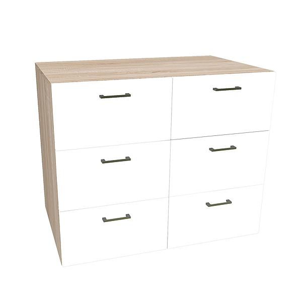 Comoda JUMBO 6 sertare 90x89x57 - Carcasa: PAL Sonoma - Fete: PAL Alb 1