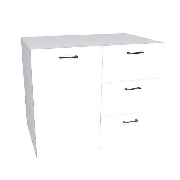 Comoda JUMBO 3 sertare 90x89x57 - Carcasa: PAL Gri piatra - Fete: PAL Alb 1