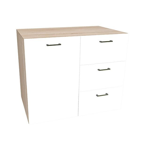 Comoda JUMBO 3 sertare 90x89x57 - Carcasa: PAL Sonoma - Fete: PAL Alb 1