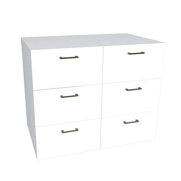 Comoda JUMBO 6 sertare 90x89x57 - Carcasa: PAL Gri piatra - Fete: PAL Alb 1