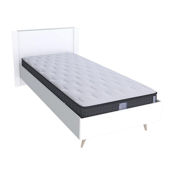 Pat single scandinav THOR 90x200 - Carcasa: PAL Gri piatra - Fete: PAL Alb 1 - Tablie: Netapitata