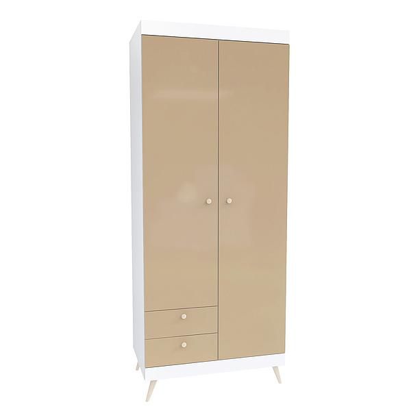 Dulap scandinav THOR 6 rafturi 90x224x57 - Carcasa: PAL Alb - Fete: MDF Lucios Capucino