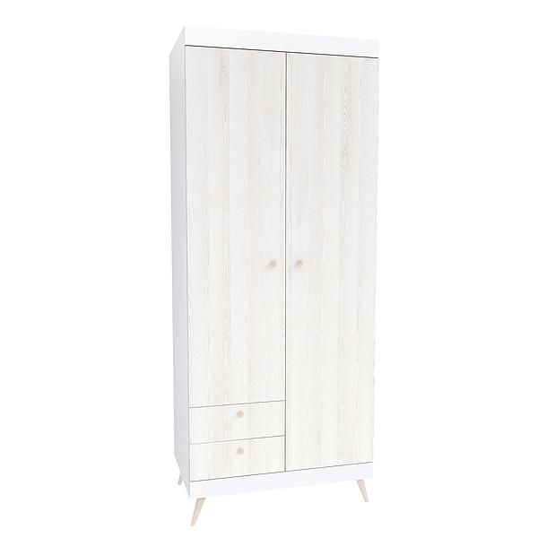 Dulap scandinav THOR 6 rafturi 90x224x57 - Carcasa: PAL Alb - Fete: PAL Pin Alb 08