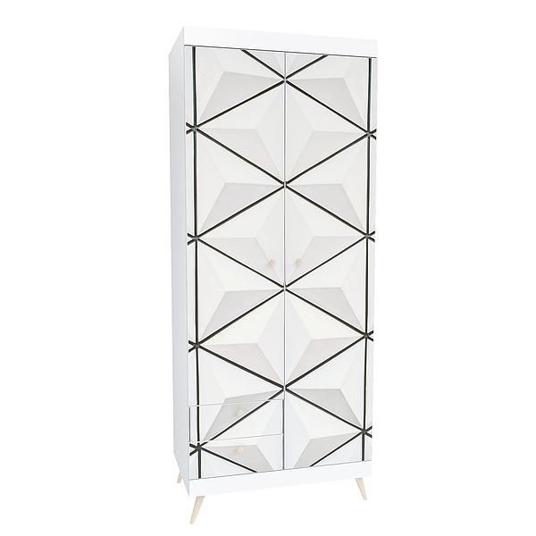 Dulap scandinav THOR 6 rafturi 90x224x57 - Carcasa: PAL Alb - Fete: PAL Printat