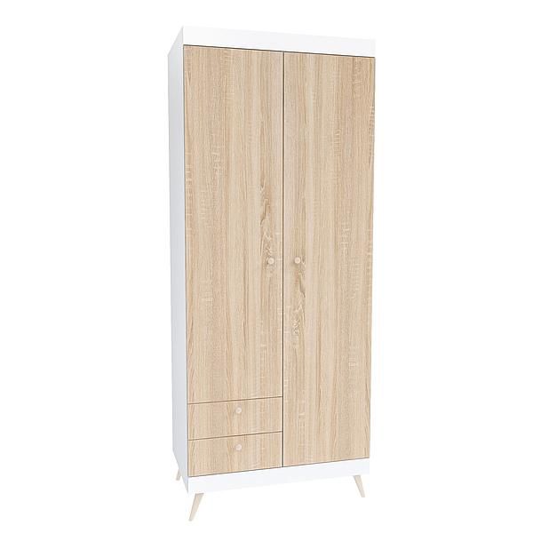 Dulap scandinav THOR 6 rafturi 90x224x57 - Carcasa: PAL Alb - Fete: PAL Sonoma 1