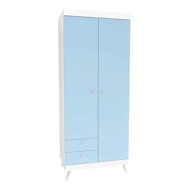 Dulap scandinav THOR 6 rafturi 90x224x57 - Carcasa: PAL Alb - Fete: PAL Surf Blue