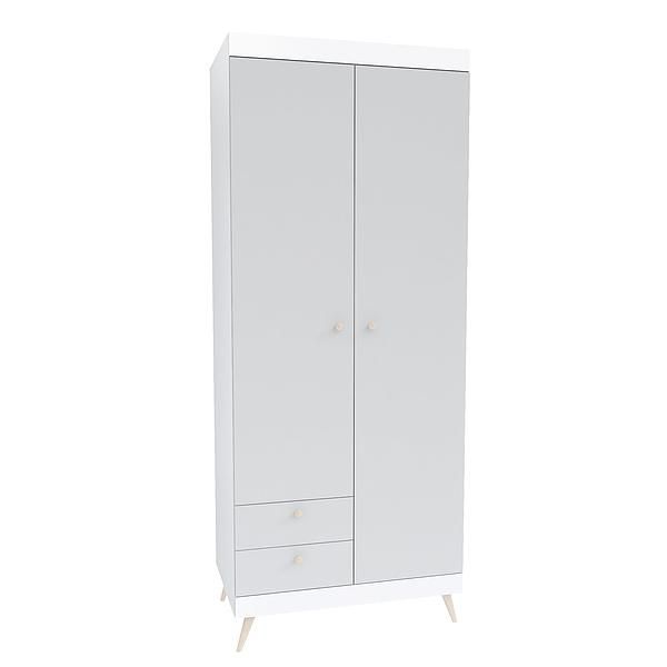 Dulap scandinav THOR 6 rafturi 90x224x57 - Carcasa: PAL Alb - Fete: PAL Gri Piatra