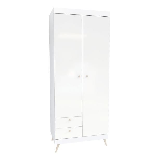 Dulap scandinav THOR 6 rafturi 90x224x57 - Carcasa: PAL Alb - Fete: MDF Lucios Alb