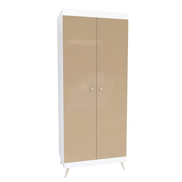 Dulap scandinav THOR 6 rafturi si bara de umerase 90x224x57 - Carcasa: PAL Alb - Fete: MDF Lucios Capucino