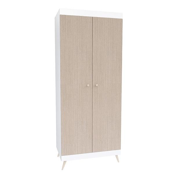 Dulap scandinav THOR 6 rafturi si bara de umerase 90x224x57 - Carcasa: PAL Alb - Fete: PAL Greige Tessea
