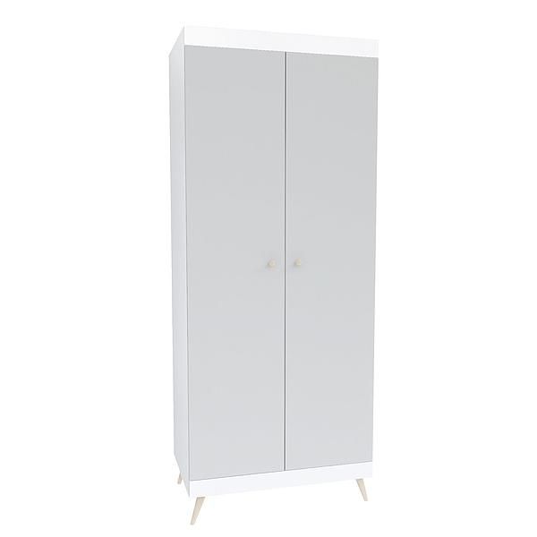 Dulap scandinav THOR 4 rafturi 90x224x57 - Carcasa: PAL Alb - Fete: PAL Gri Piatra