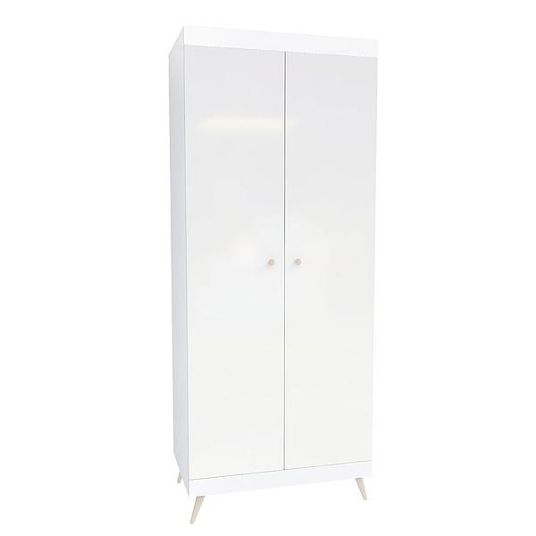 Dulap scandinav THOR 4 rafturi 90x224x57 - Carcasa: PAL Alb - Fete: MDF Lucios Alb