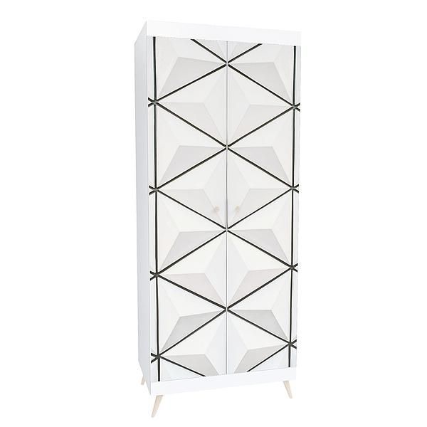 Dulap scandinav THOR 4 rafturi 90x224x57 - Carcasa: PAL Alb - Fete: PAL Printat