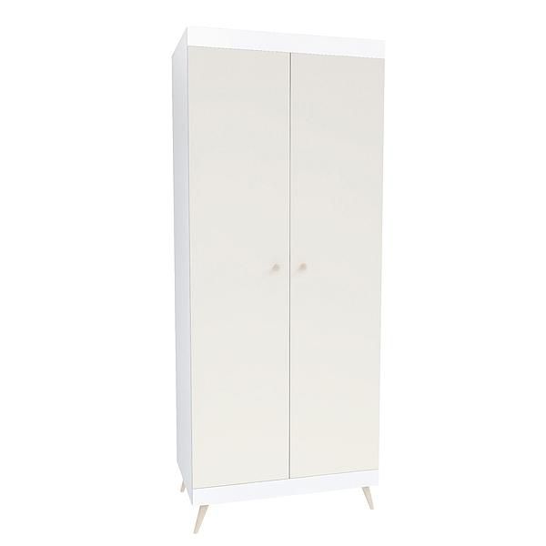 Dulap scandinav THOR 2 rafturi si bara de umerase 90x224x57 - Carcasa: PAL Alb - Fete: PAL Migdala 1