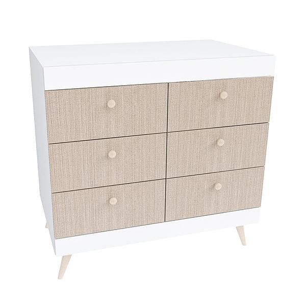 Comoda scandinava THOR 6 sertare 90x89x57 - Carcasa: PAL Alb - Fete: PAL Greige Tessea