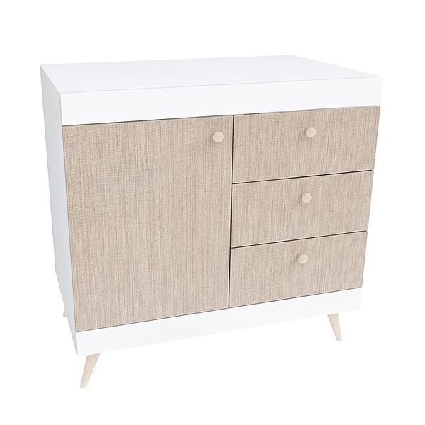 Comoda scandinava THOR 3 sertare 90x89x57 - Carcasa: PAL Alb - Fete: PAL Greige Tessea