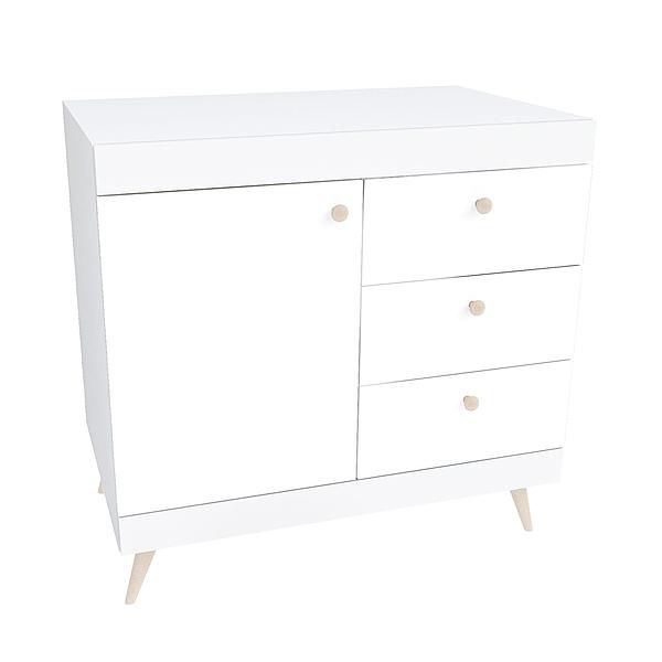 Comoda scandinava THOR 3 sertare 90x89x57 - Carcasa: PAL Alb - Fete: PAL Alb 1