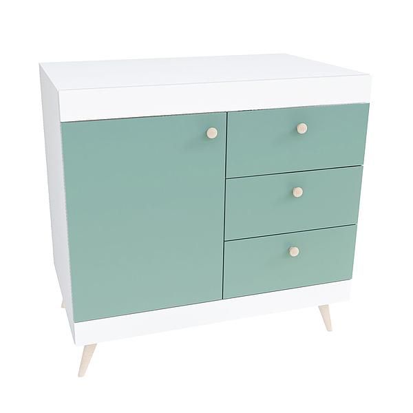 Comoda scandinava THOR 3 sertare 90x89x57 - Carcasa: PAL Alb - Fete: PAL Amurg