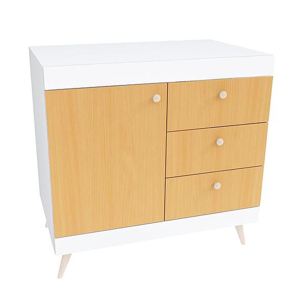 Comoda scandinava THOR 3 sertare 90x89x57 - Carcasa: PAL Alb - Fete: PAL Fag 1