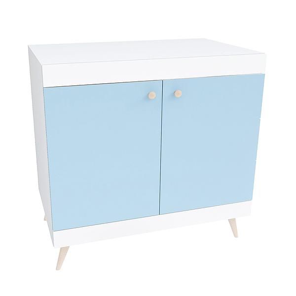 Comoda scandinava THOR 1 raft 90x89x57 - Carcasa: PAL Alb - Fete: PAL Surf Blue