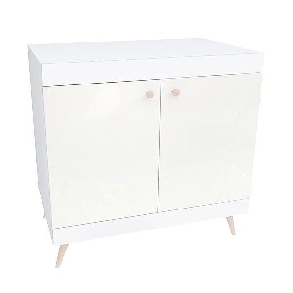 Comoda scandinava THOR 1 raft 90x89x57 - Carcasa: PAL Alb - Fete: MDF Lucios Alb